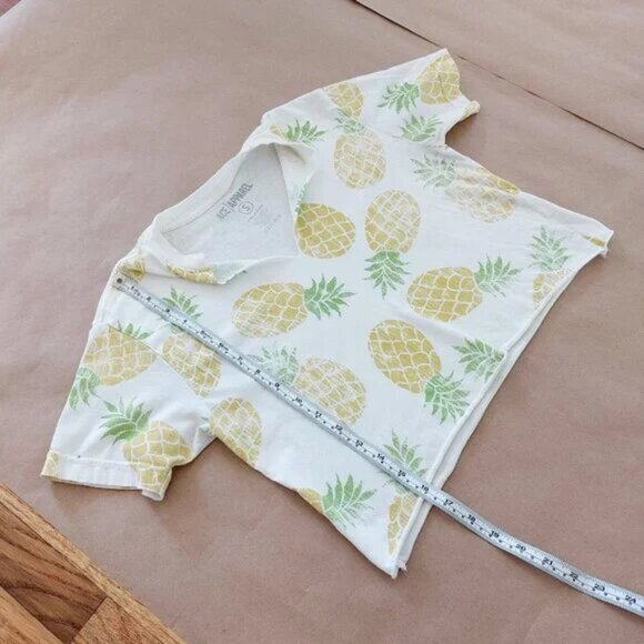 Ace Apparel Women's Yellow Pineapple Crop Top Tee Size S - Picture 9 of 9